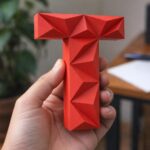 Papercraft lettre T en origami 3D