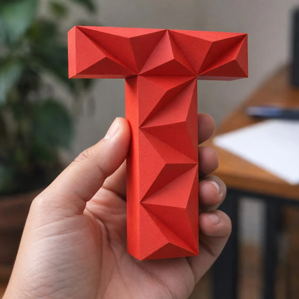 Papercraft Buchstabe T als 3D-Origami