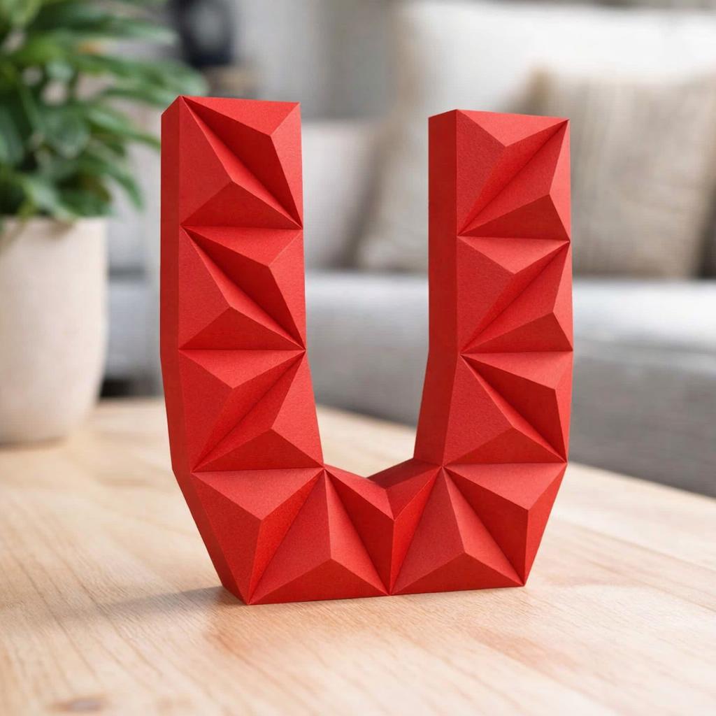 Papercraft lettre U en origami 3D
