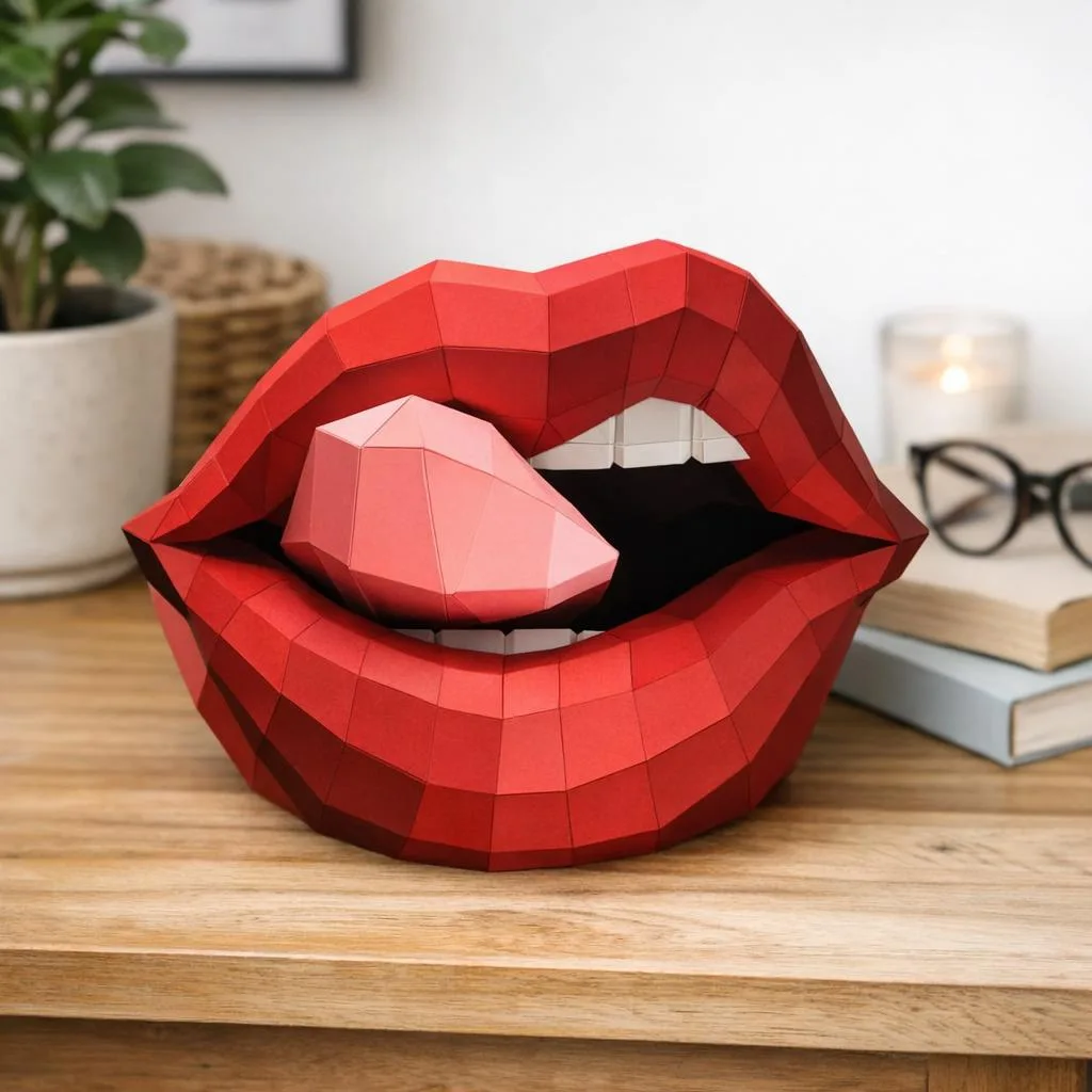 Papercraft Rolling-Stones-Lippen als 3D-Origami