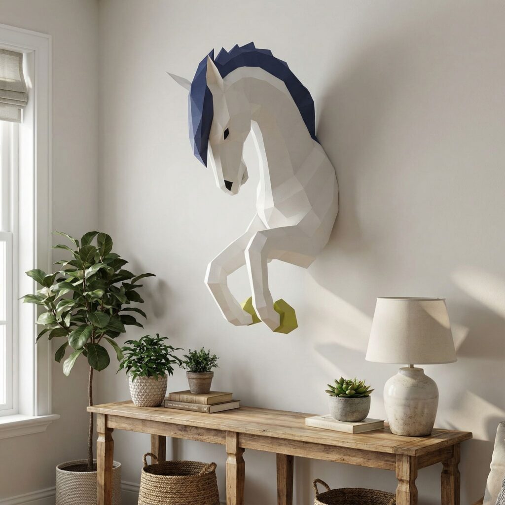 Papercraft licorne en origami 3D