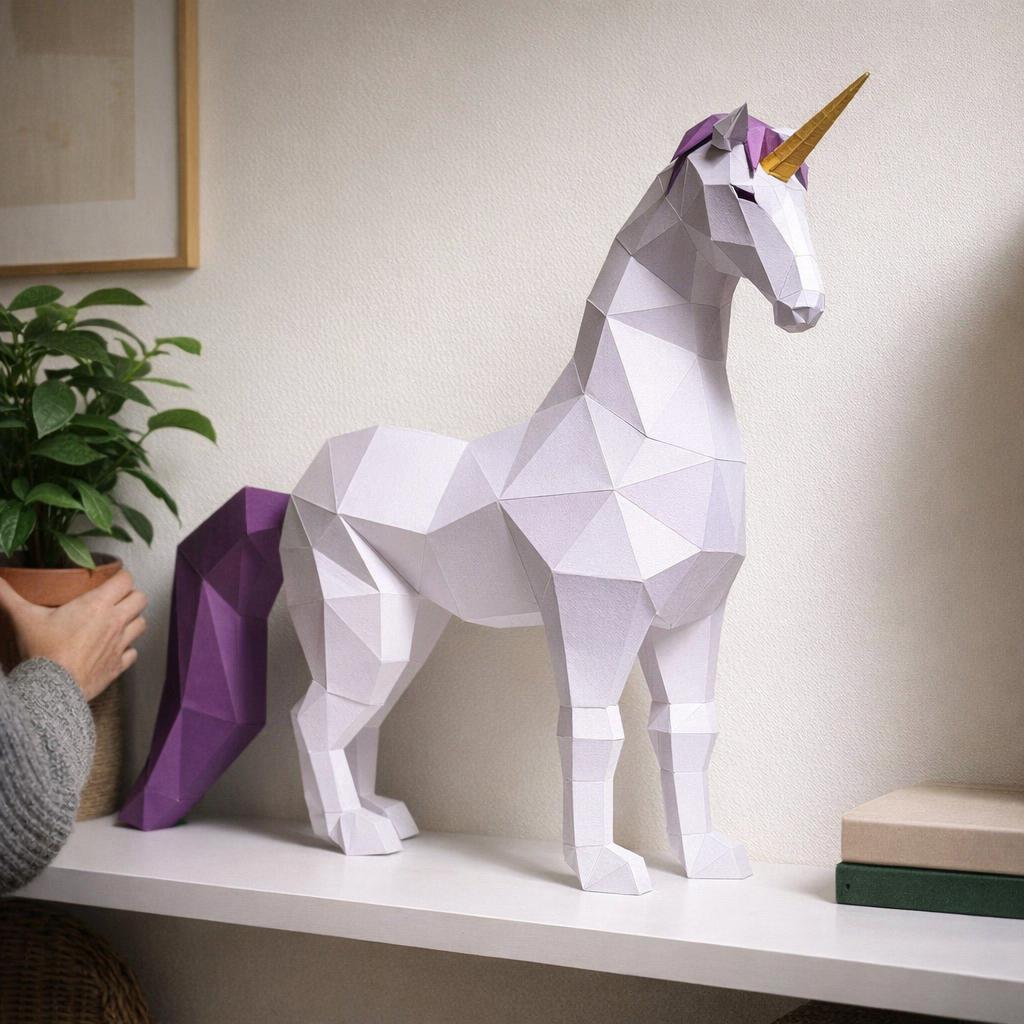 Papercraft licorne en origami 3D