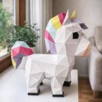 Papercraft unicórnio em origami 3D