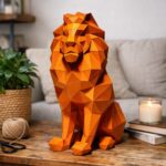 Sitting lion 3D origami papercraft
