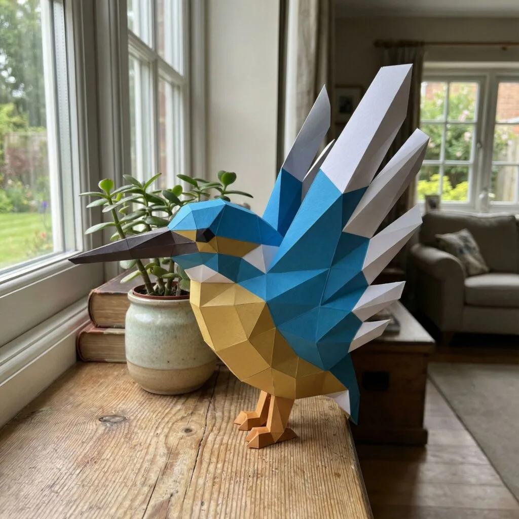 Papercraft Eisvogel als 3D-Origami