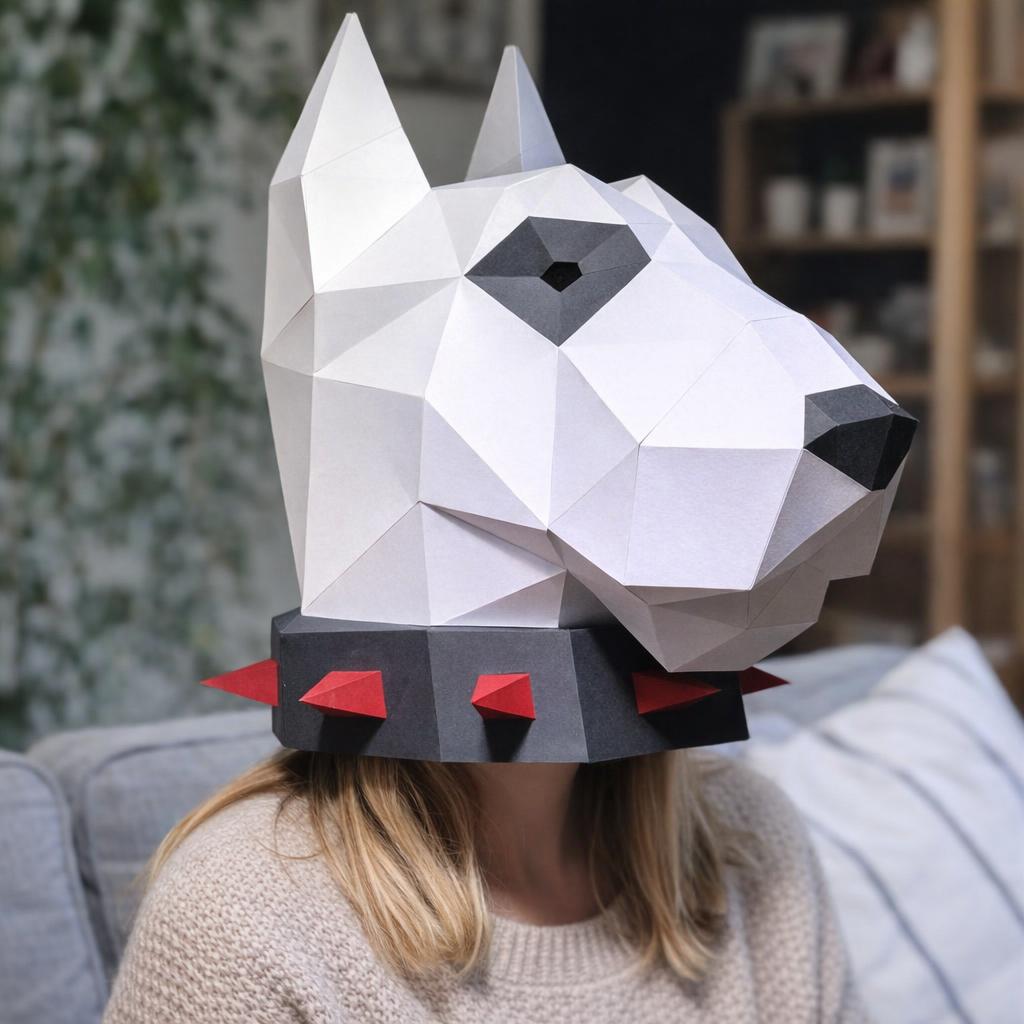 Papercraft masque Bull Terrier en origami