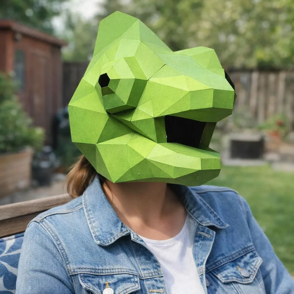 Papercraft masque de caméléon origami 3D