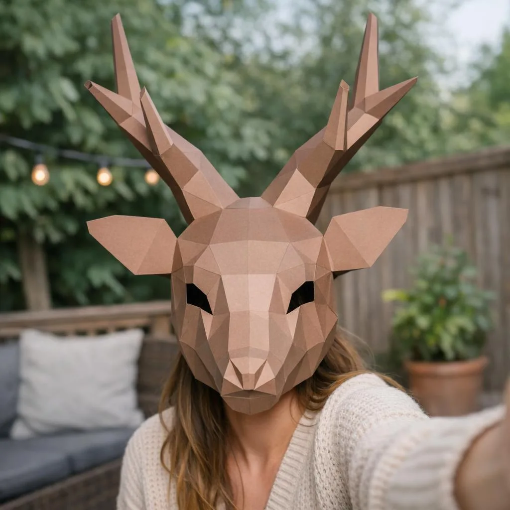 Origami papercraft deer mask