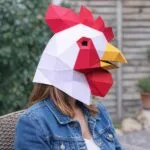 Papercraft máscara de galo em origami