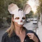 Papercraft masque de crâne de souris pour Halloween en origami 3D