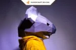 Koalamasker 3D origami papieren model, weergave 2