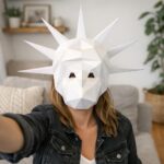Papercraft máscara da Estátua da Liberdade em origami