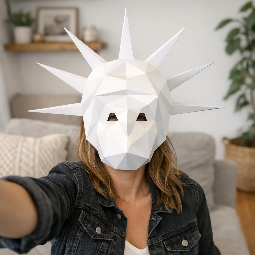 Papercraft masque de la statue de la liberté en origami