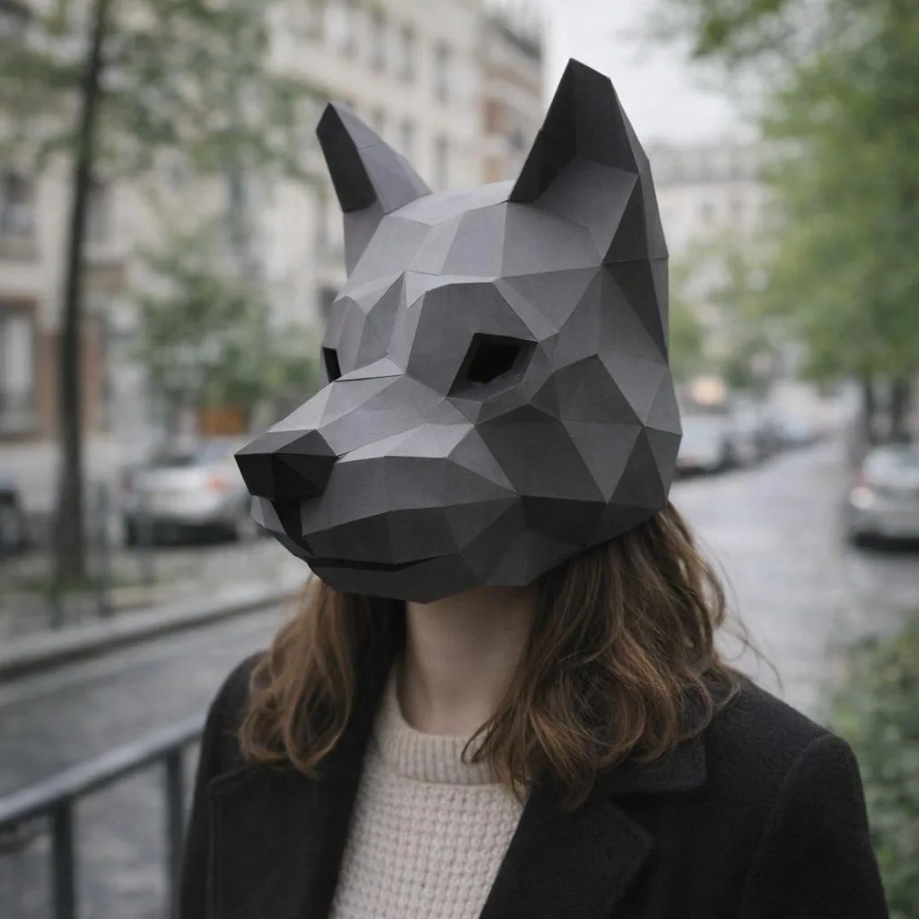 Papercraft Wolfsmasken-Origami 3D
