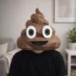 Papercraft máscara do Emoji Cocô em origami