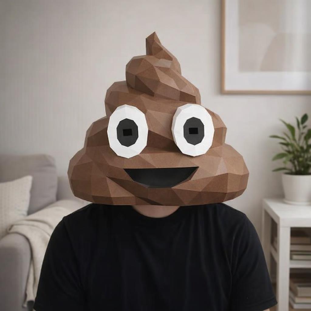 Papercraft masque de Poo l'emoji en origami