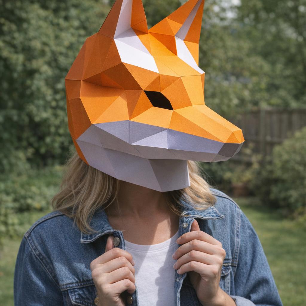 Papercraft masque de renard en origami 3D
