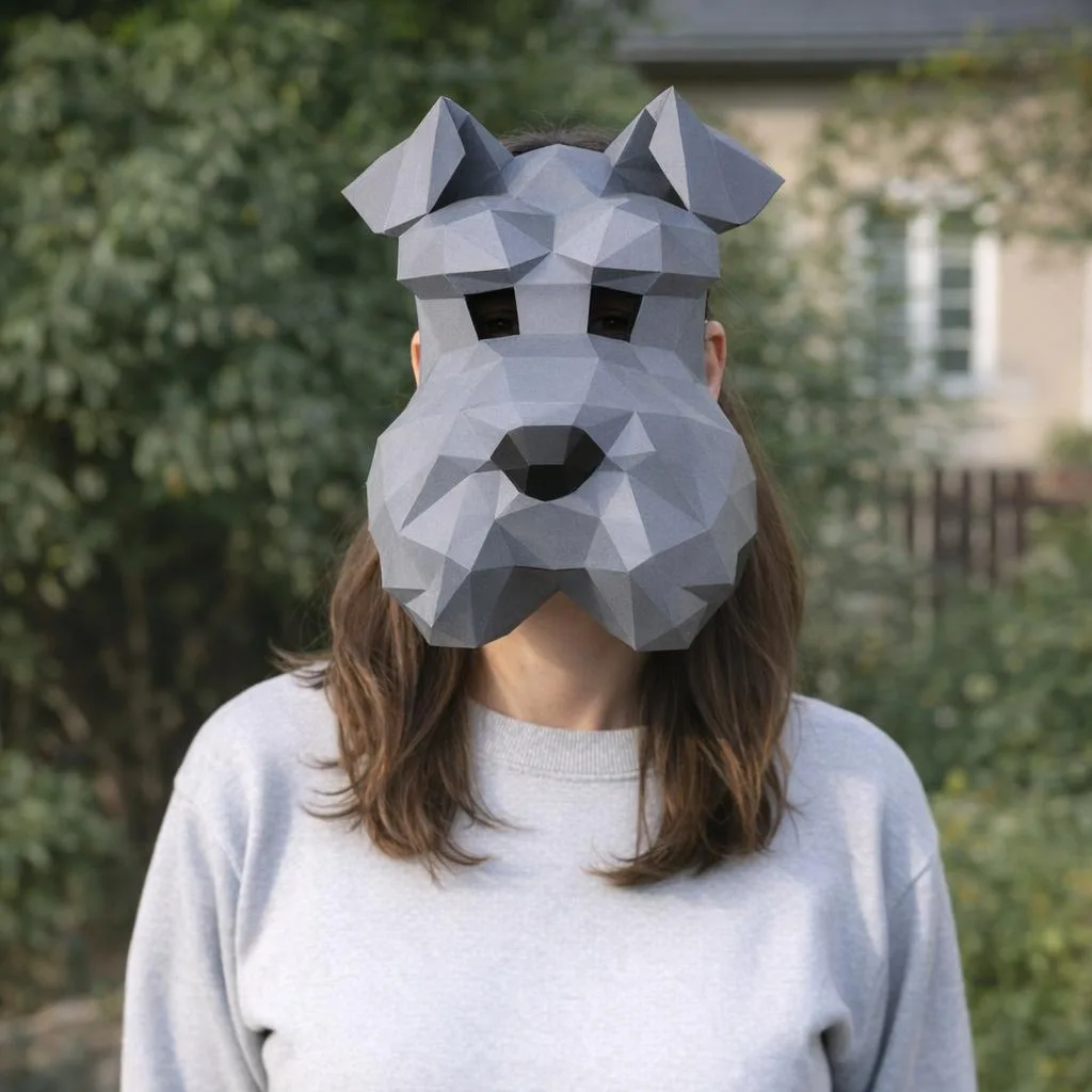 Papercraft masque de schnauzer en origami