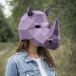 Papercraft máscara de rinoceronte em origami