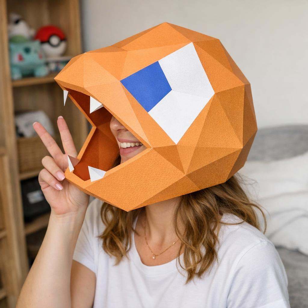 Papercraft masque Salamèche en origami
