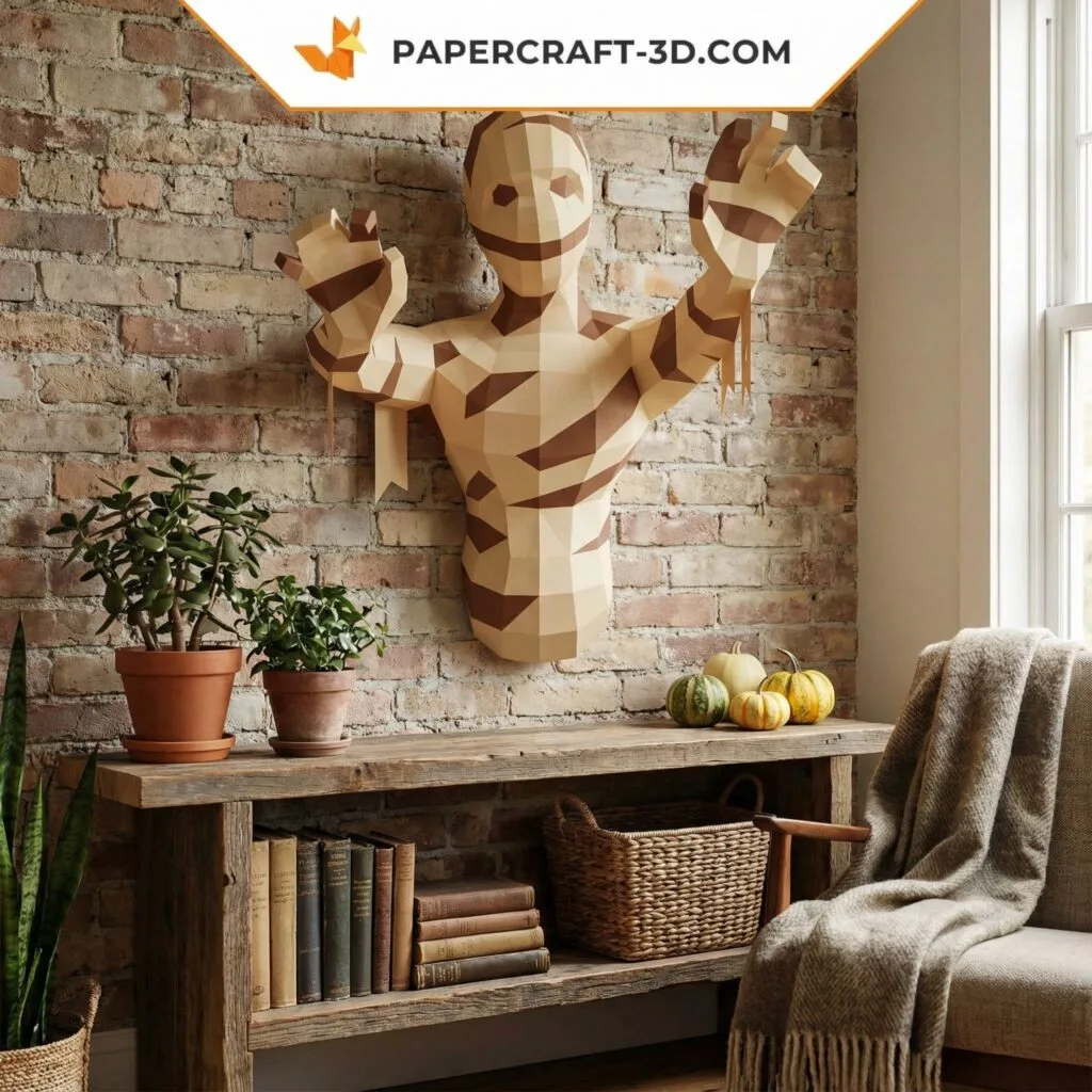 Papercraft Mumie im 3D-Origami-Stil