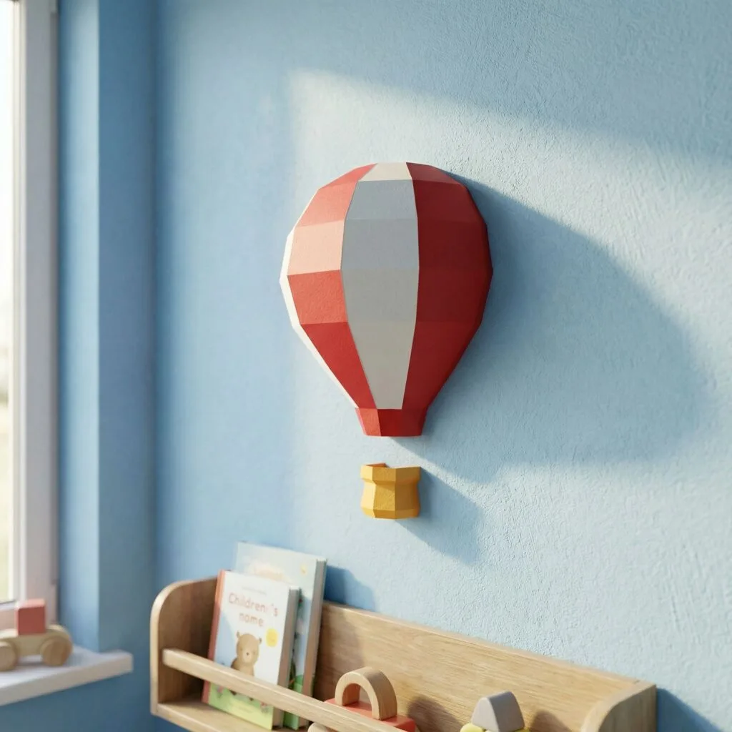 Papercraft roter Heißluftballon aus 3D-Origami