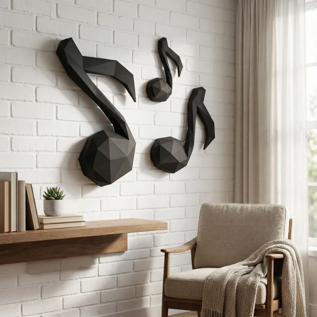 Papercraft Musiknoten mit Violinschlüssel als Origami