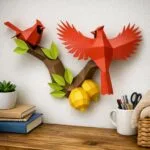 Papercraft uccelli su ramo in origami