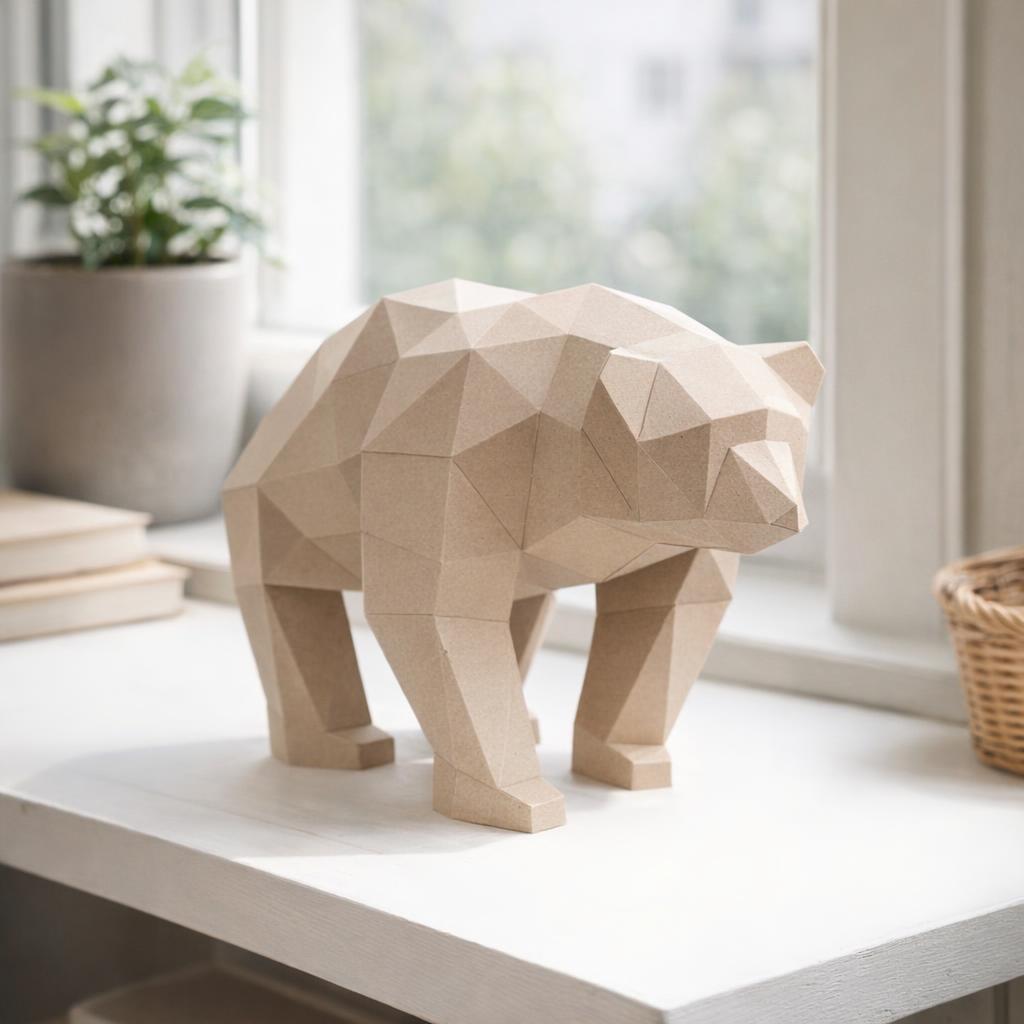 Papercraft ours en marche en origami 3D