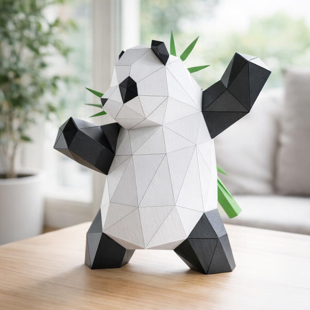 Papercraft panda qui pratique les arts martial en origami martial