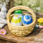 Papercraft Osterkorb und Ostereier in 3D-Origami