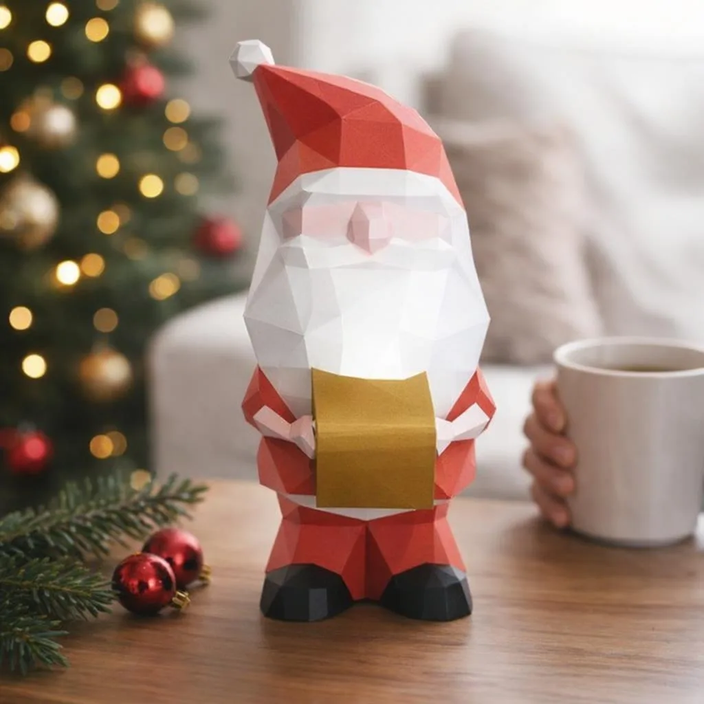 Papercraft Weihnachtsmann als Origami