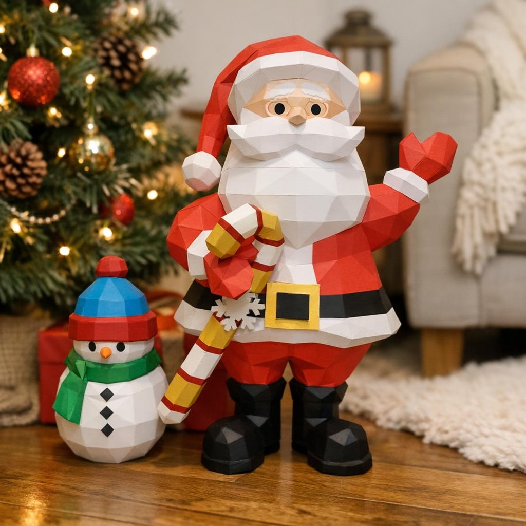 Papercraft Weihnachtsmann in 3D Origami