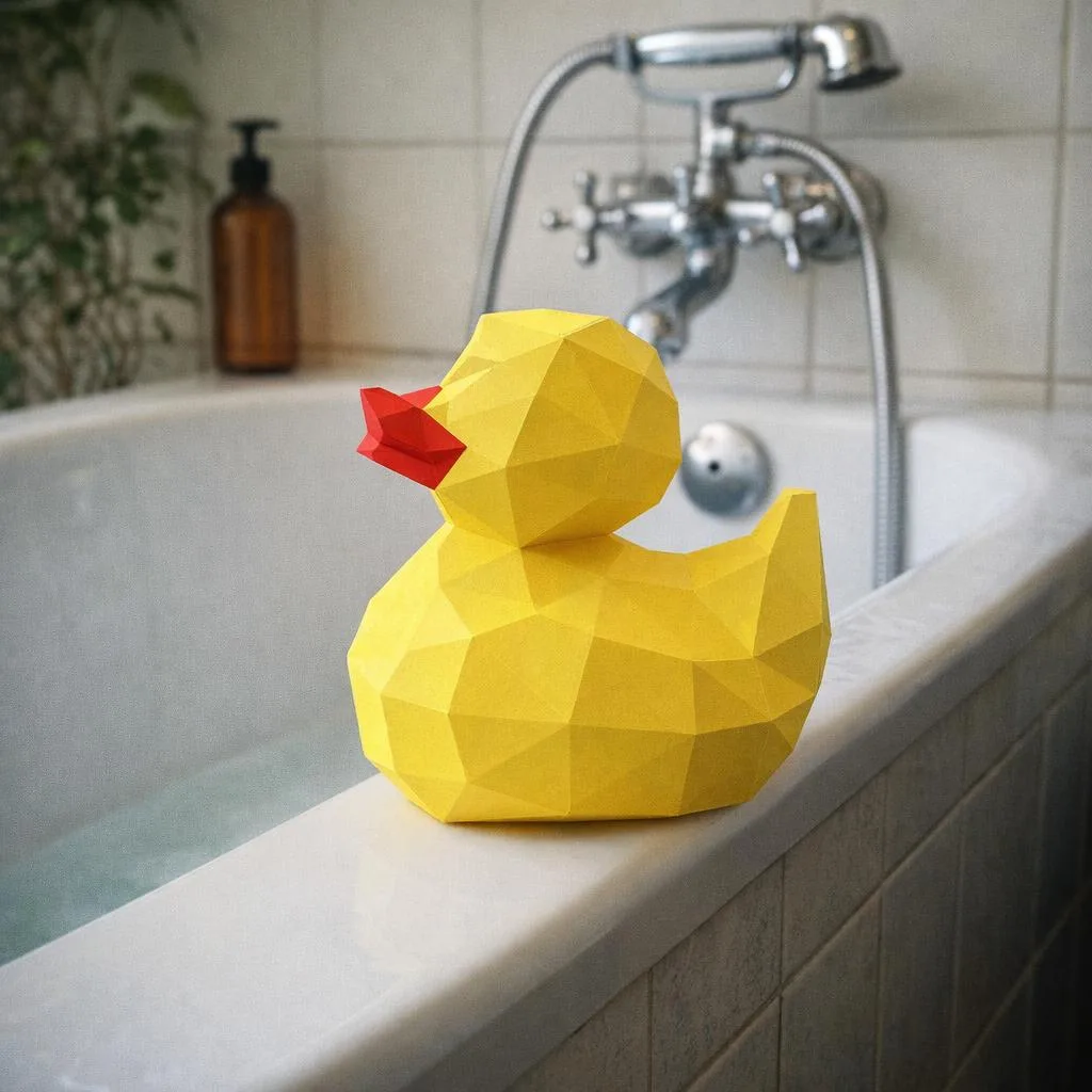 Papercraft kleines gelbes Entenküken aus Origami