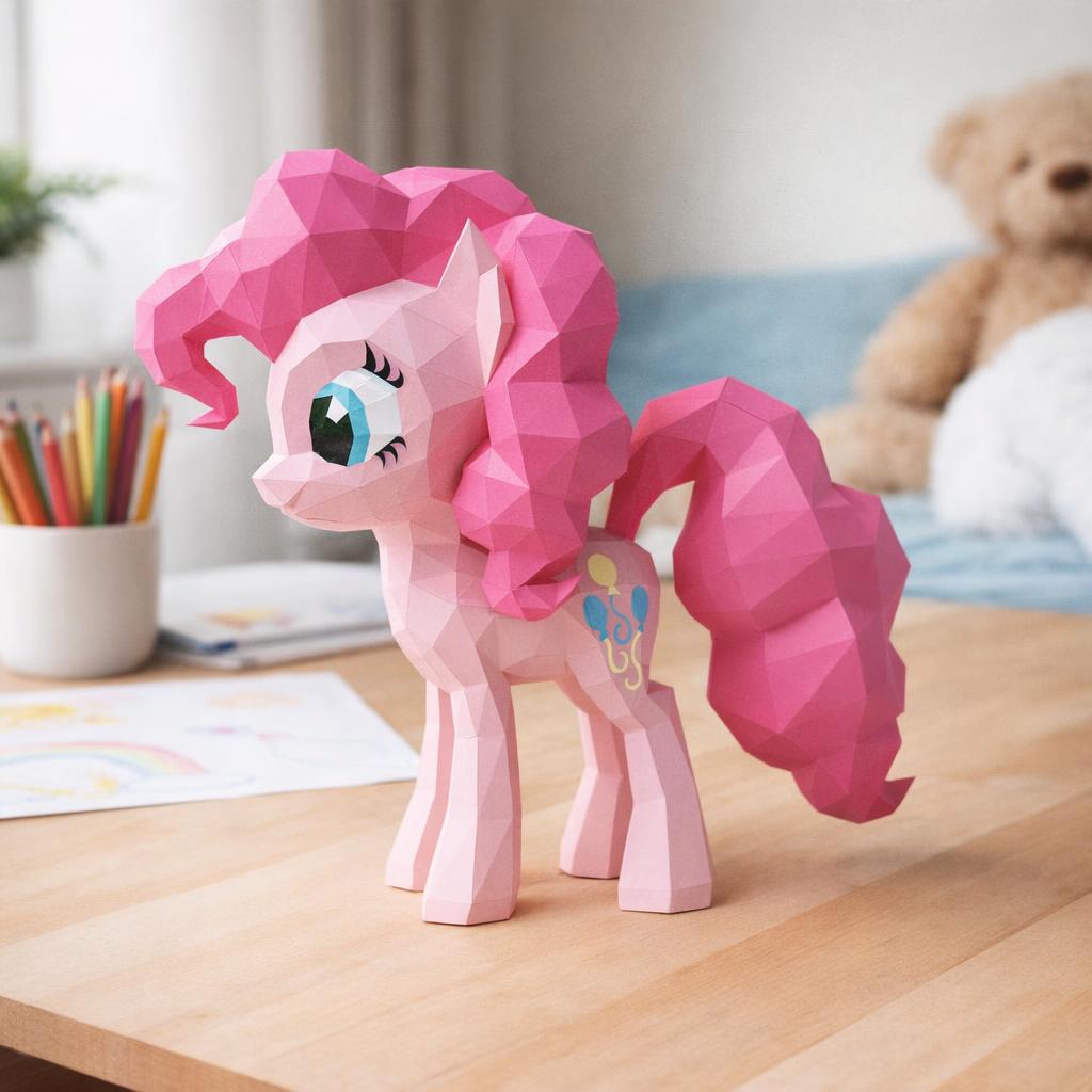 Papercraft petit poney en origami 3D