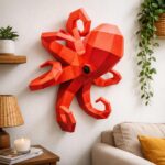 Papercraft pieuvre géante murale en origami