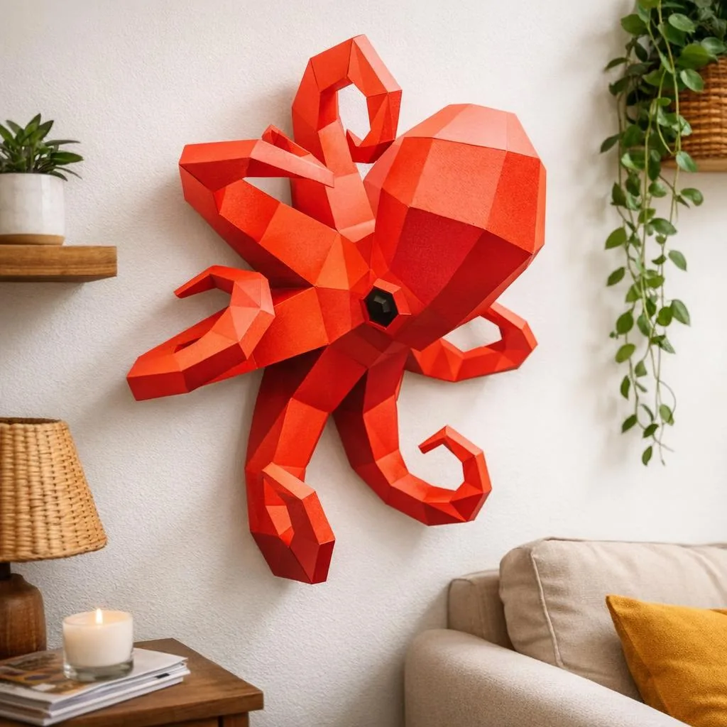 Riesige Wandkrake aus Origami-Papercraft