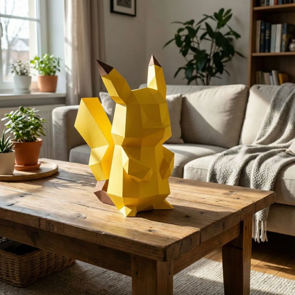 Papercraft Pikachu de dos en origami 3D