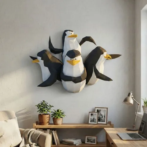 Papercraft de los pingüinos de Madagascar en origami 3D