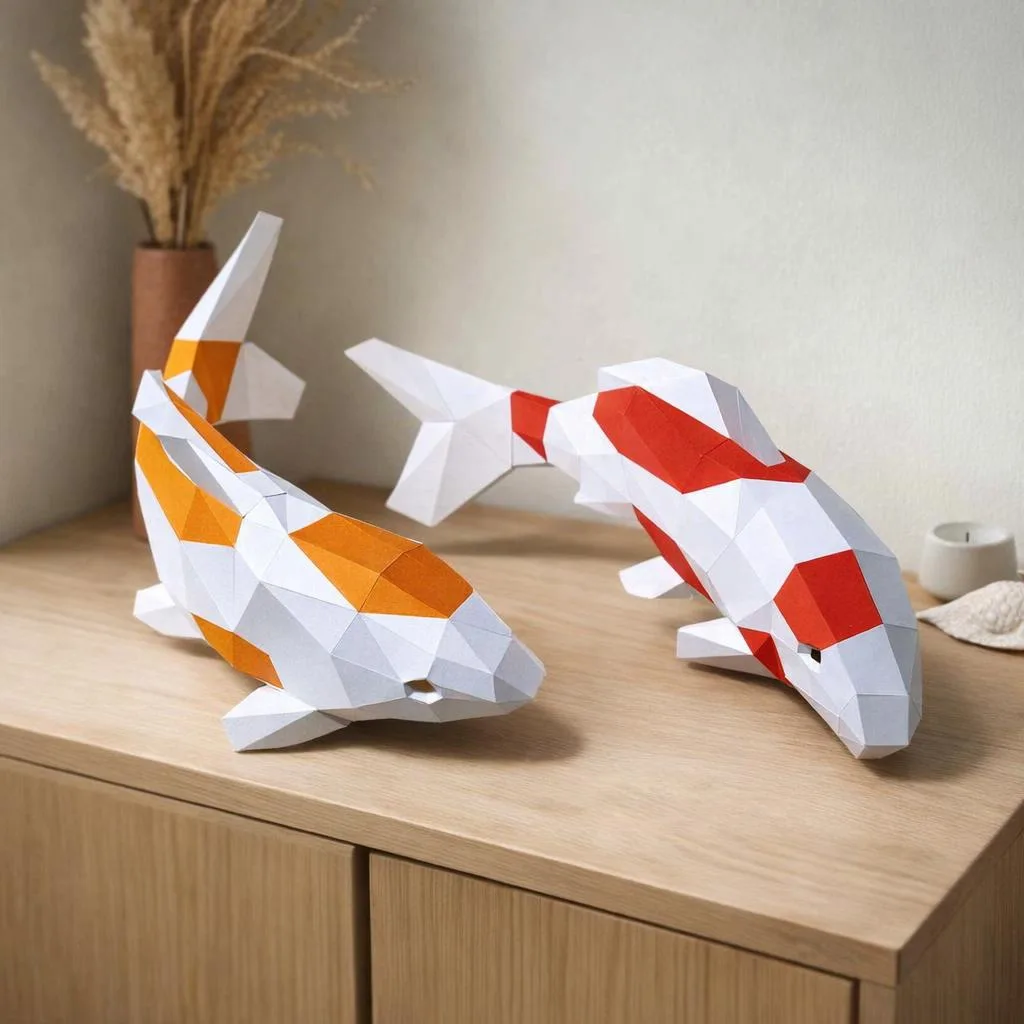 Papercraft poissons carpes koi en origami