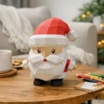 Papercraft vaso contenitore Babbo Natale in origami 3D