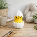 Papercraft pintinho em um ovo em origami 3D