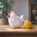 Papercraft de pintinho e galinha em origami 3D