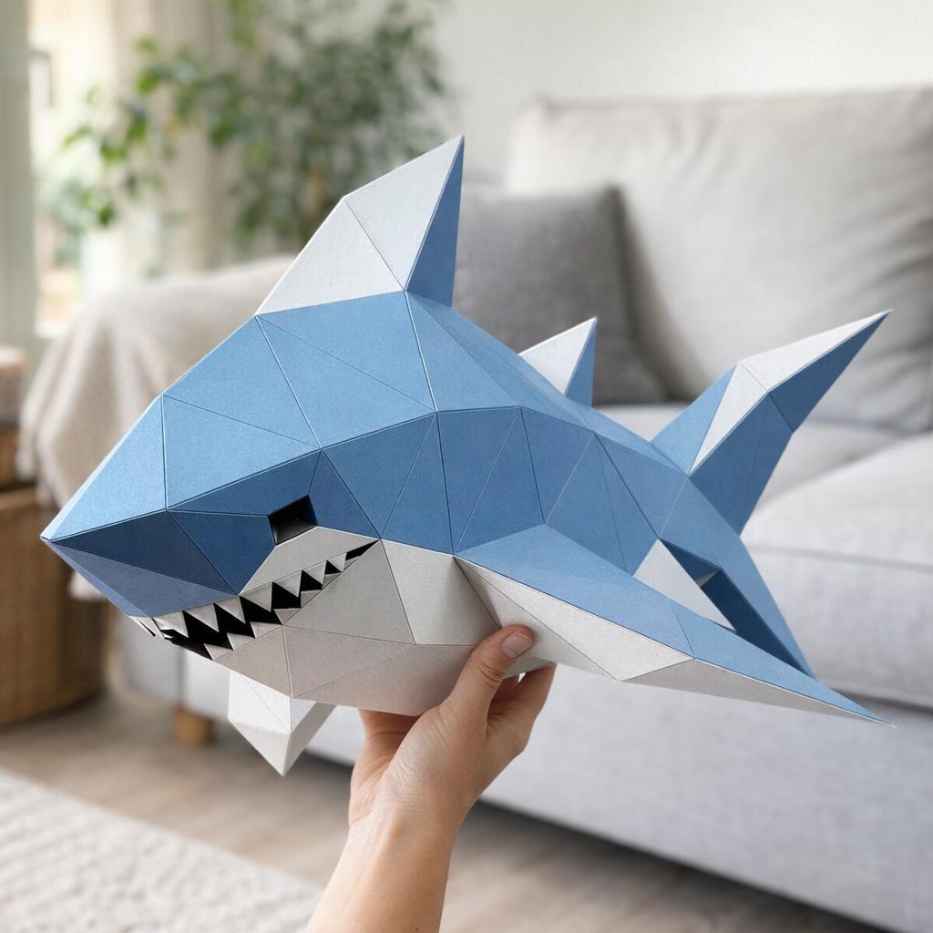 Papercraft requin bébé origami papier 3D