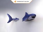 Papercraft requin blanc mural en origami 3D