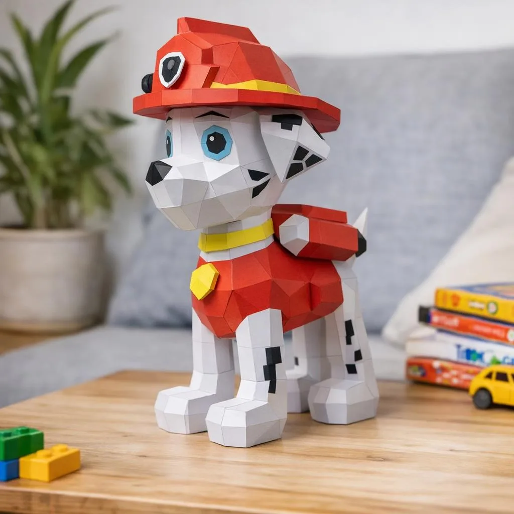 Papercraft Rex aus der PAW Patrol als 3D-Origami