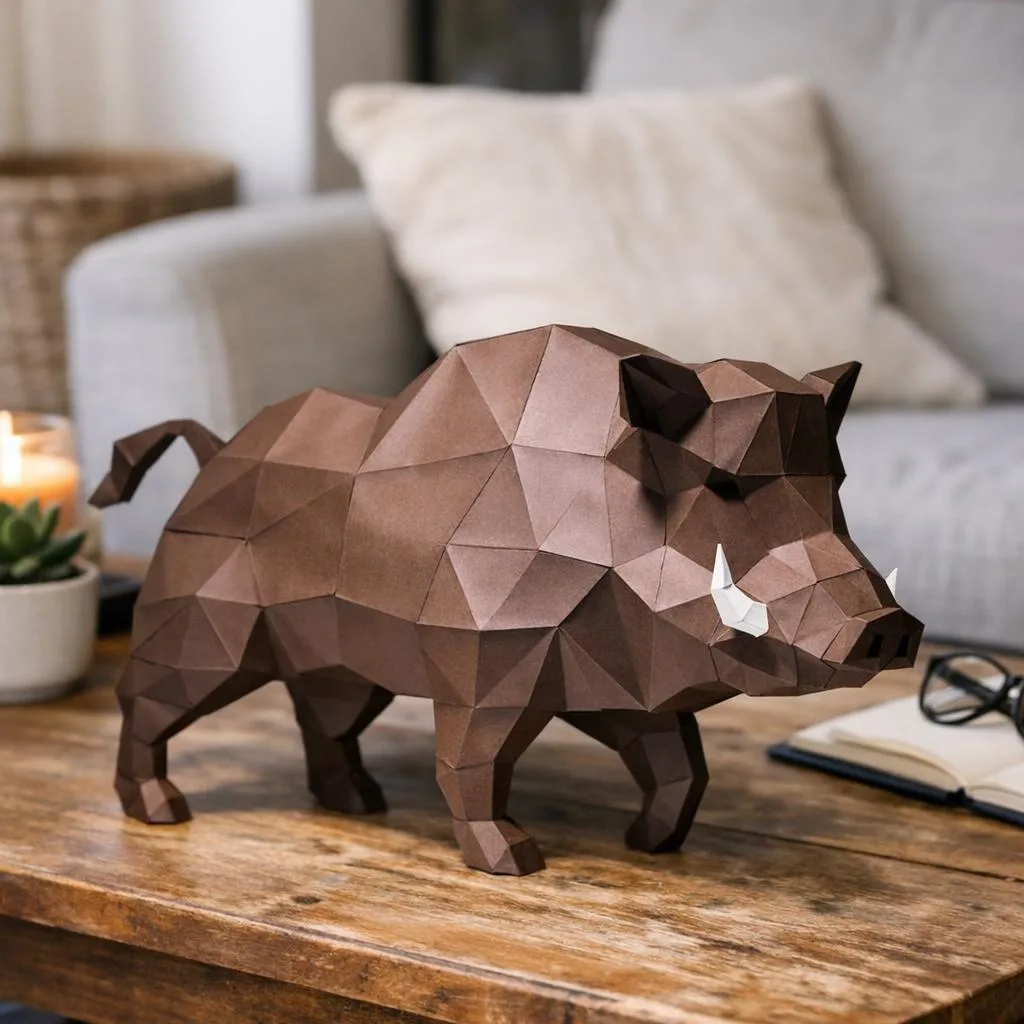 Papercraft sanglier en origami 3D