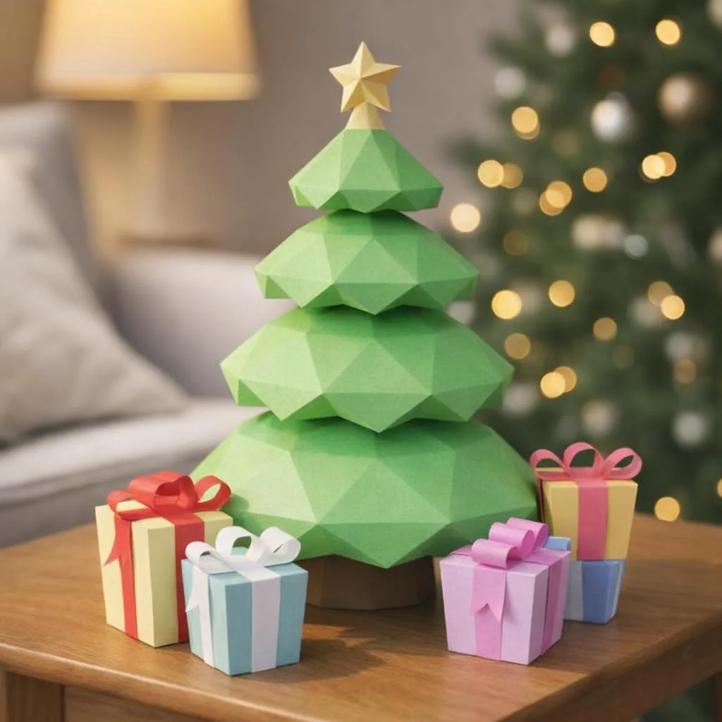 Papercraft árbol de Navidad en origami
