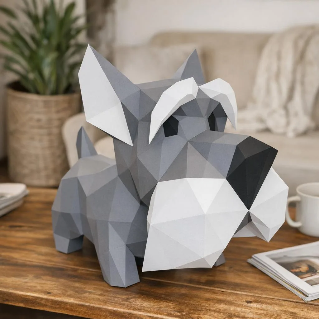Papercraft Schnauzer als 3D-Origami