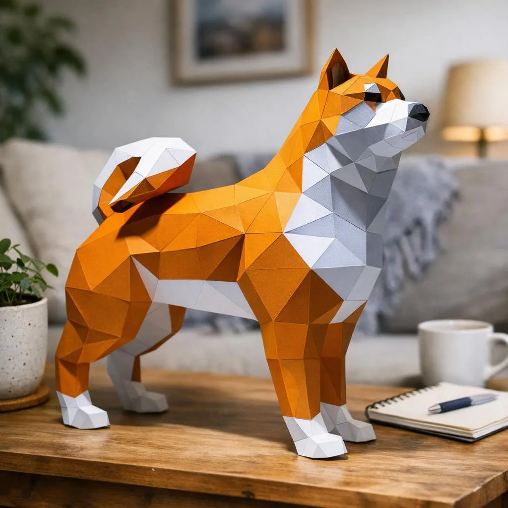 Papercraft Shiba Inu als 3D-Origami
